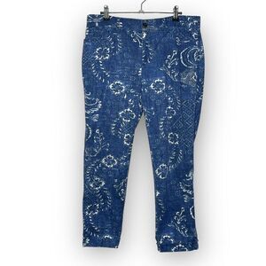 LRL Lauren Jeans Co. Ralph Lauren Blue Floral Cotton Cropped Pants Womens Size 6